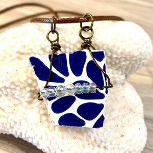 52. Blue and White talavera Cozumel tile Necklace